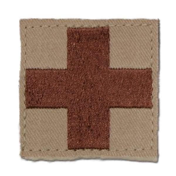 Insignia para textiles Cruz Roja/ Velcro Médico caqui