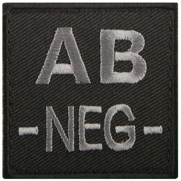 A10 Equipment Parche grupo sanguíneo AB negativo negro