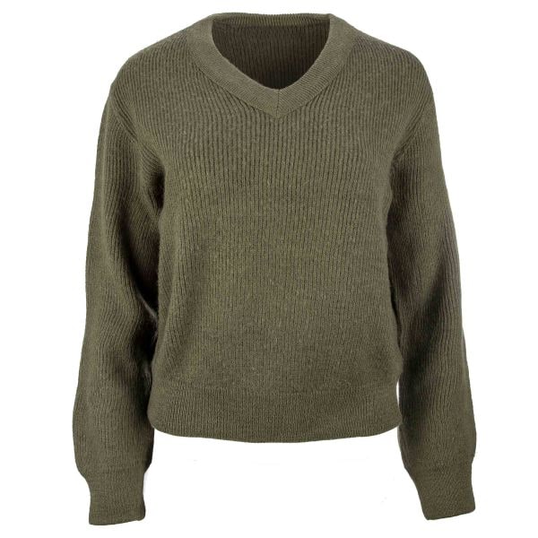 Suéter francés escote en V verde oliva usado
