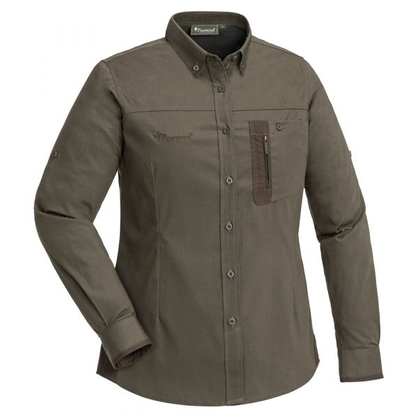 Pinewood camisa Tiveden InsectStop olive suede brown mujeres