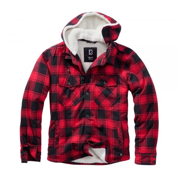 Brandit Chaqueta Lumberjacket Hooded rojo negro
