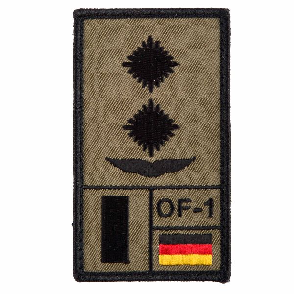 Parche de rango Café Viereck Oberleutnant Luftwaffe verde oliva