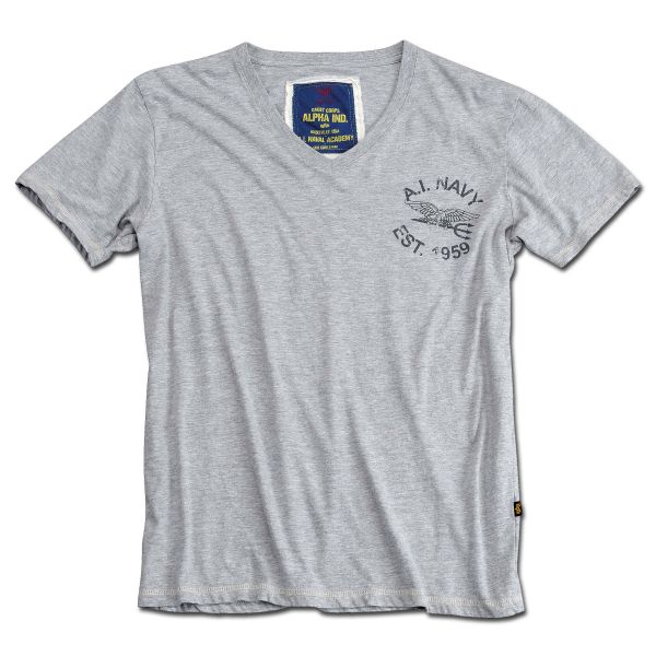 Camiseta Alpha Industries Naval Cuello en V gris