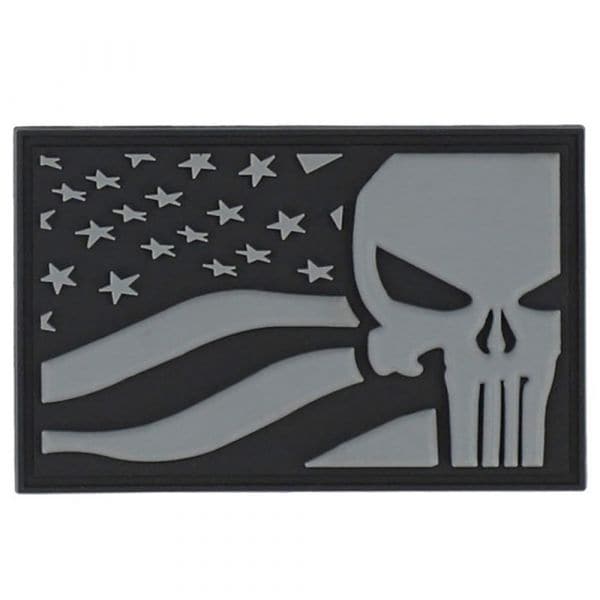 101 Inc. 3D parche PVC Punisher USA flag gris