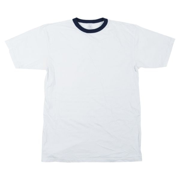 BW Camiseta blanca cuello azul usada