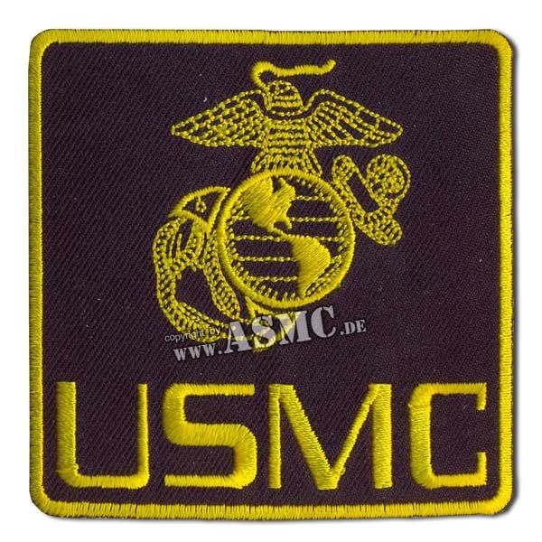 Insignia textil US USMC cuadrada negra-dorada