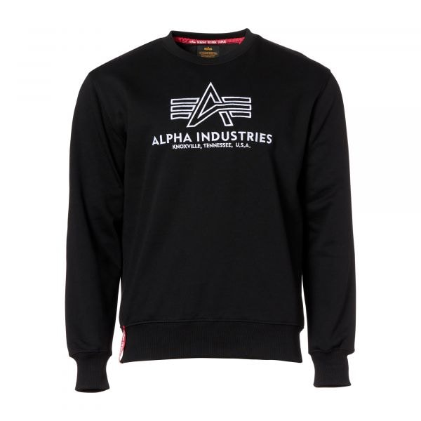 Alpha Industries suéter Basic Sweater Embroidery negro blanco