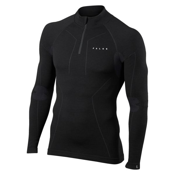 Camiseta FALKE Zip LS Shirt Merino Comfort negro