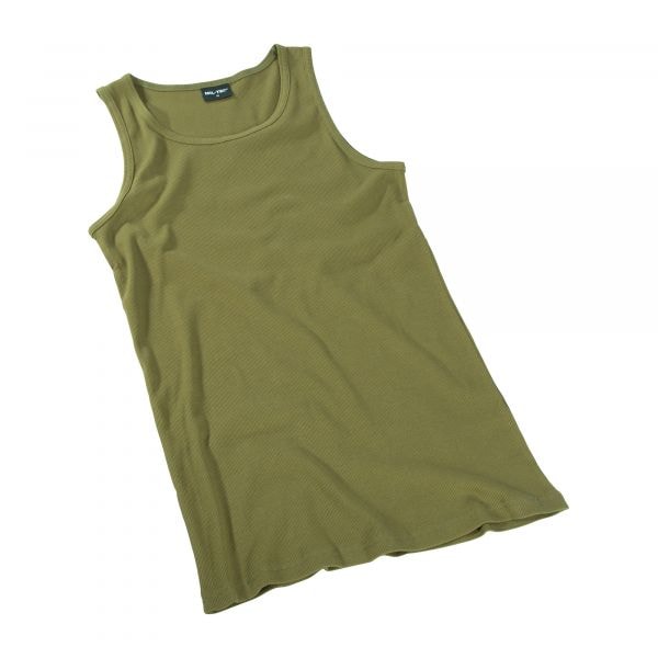 Camiseta sin mangas verde oliva acanalado fino
