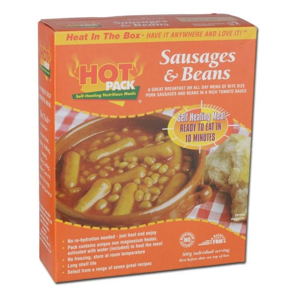 Comida autocalentable Hot Pack Heating Meal Salchichas y Frijole