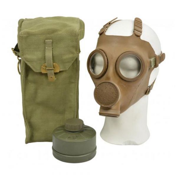 Máscara de protección ABC belga M51 filtro y bolsa usada oliva