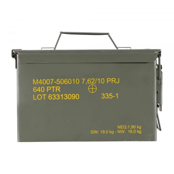 US Caja para munición metálica mediana Cal .50 / 5.56 usada