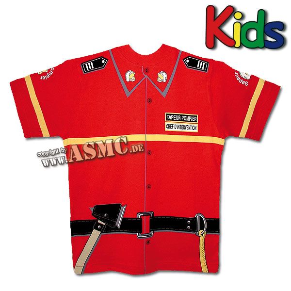 Camiseta infantil bombero francés roja