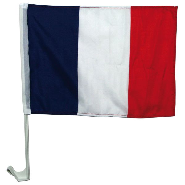 Set para aficionados Francia bandera + soporte para coche